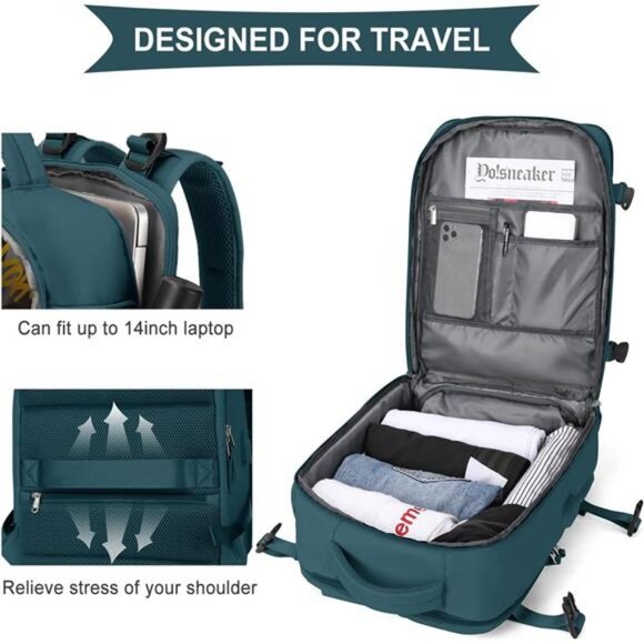 Large Travel Backpack Carry on Flight Approved Laptop Work Business Backpack - Picture 5 of 7